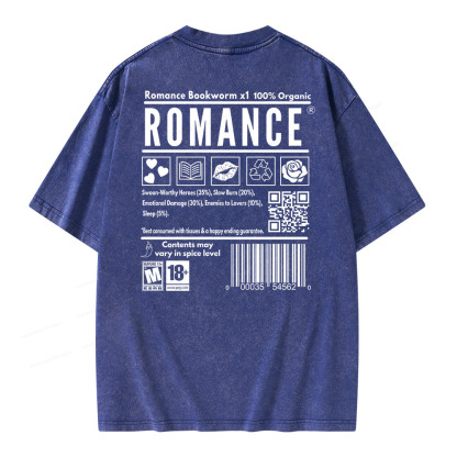 Pagewings Romance Bookworm Unisex Washed T-shirt