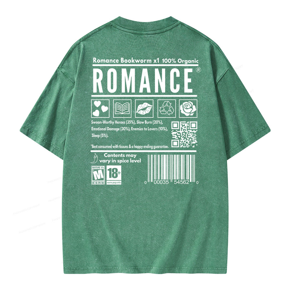 Pagewings Romance Bookworm Unisex Washed T-shirt