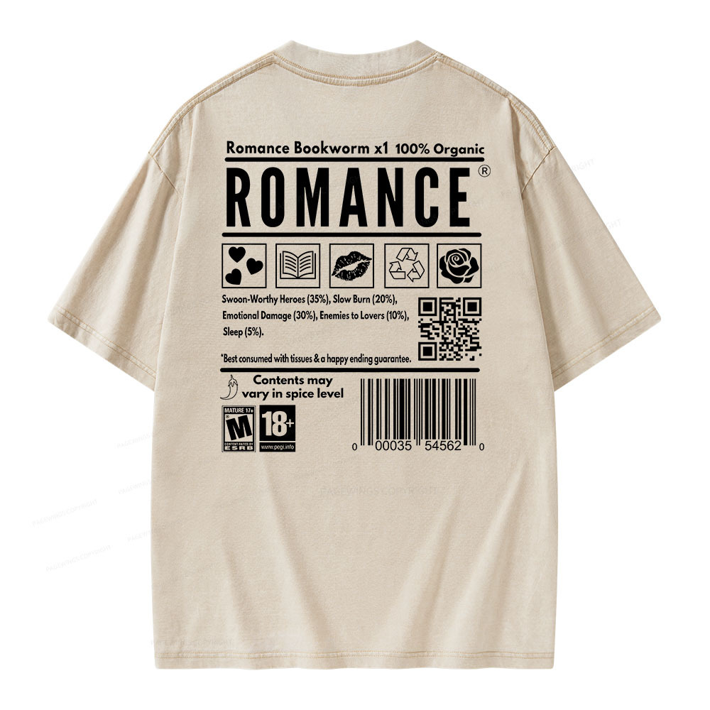 Pagewings Romance Bookworm Unisex Washed T-shirt