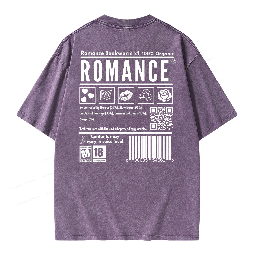 Pagewings Romance Bookworm Unisex Washed T-shirt