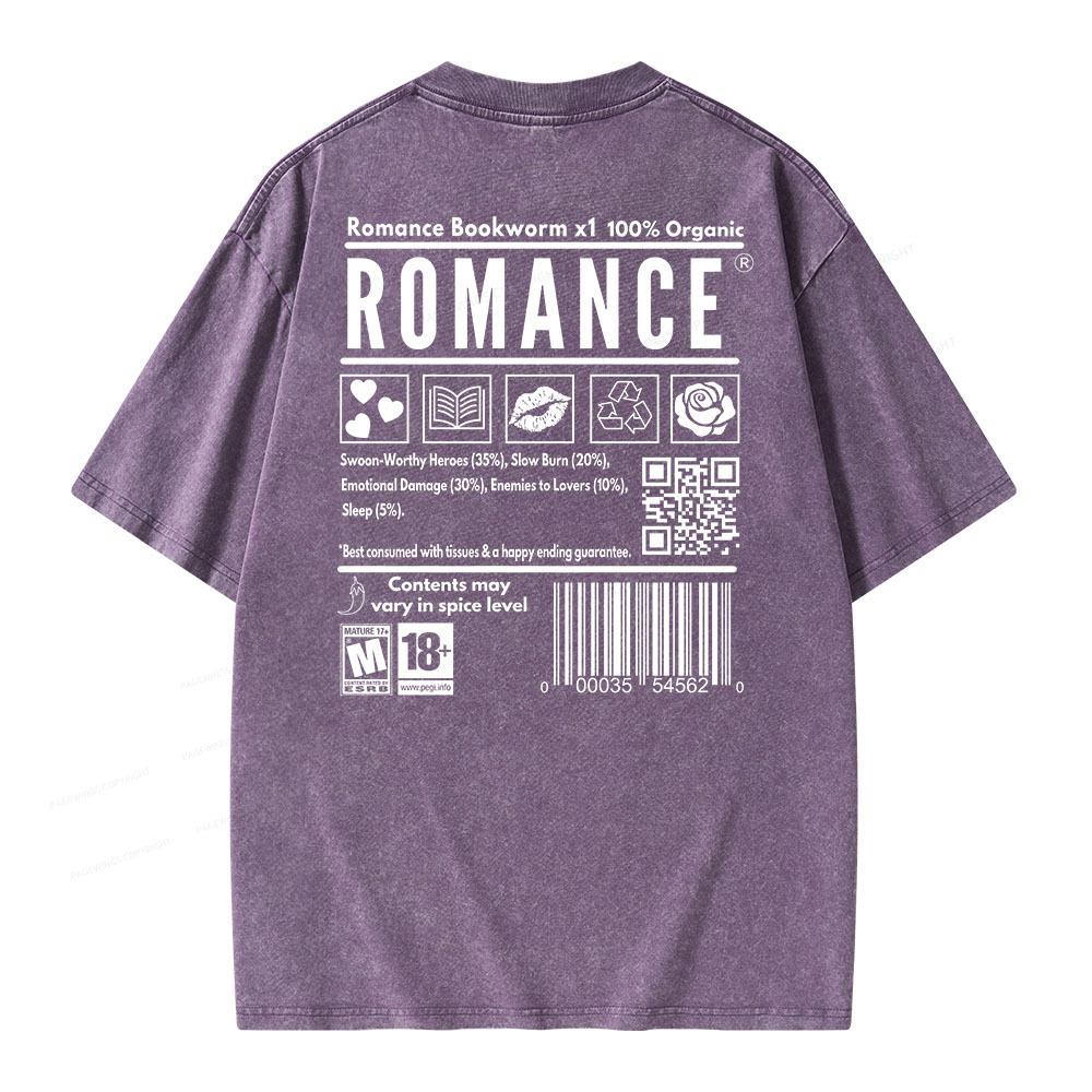 Pagewings Romance Bookworm Unisex Washed T-shirt