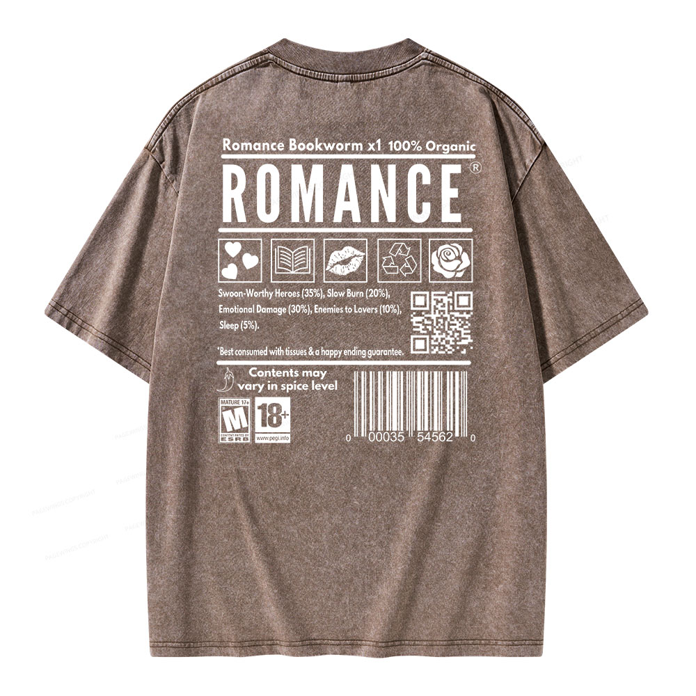 Pagewings Romance Bookworm Unisex Washed T-shirt