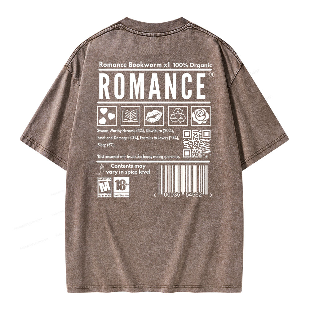 Pagewings Romance Bookworm Unisex Washed T-shirt