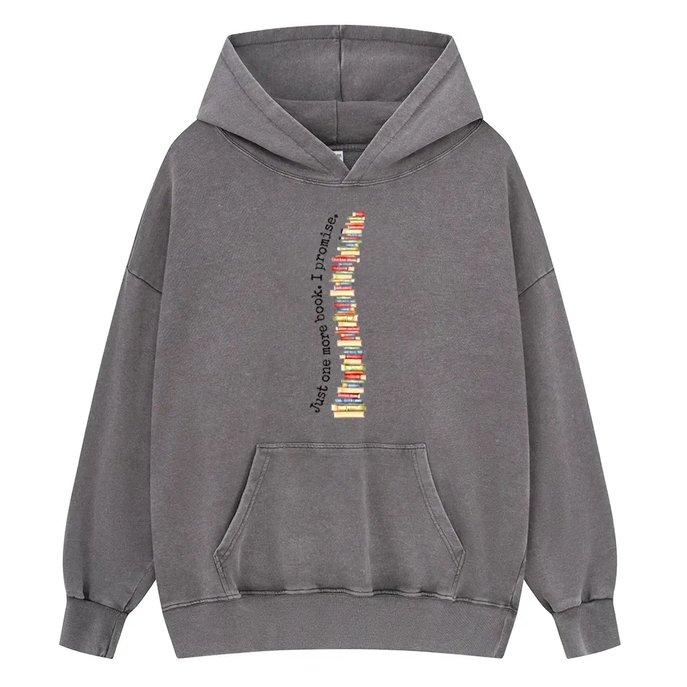 Pagewings Just One More Book I Promise Unisex Washed Hoodie
