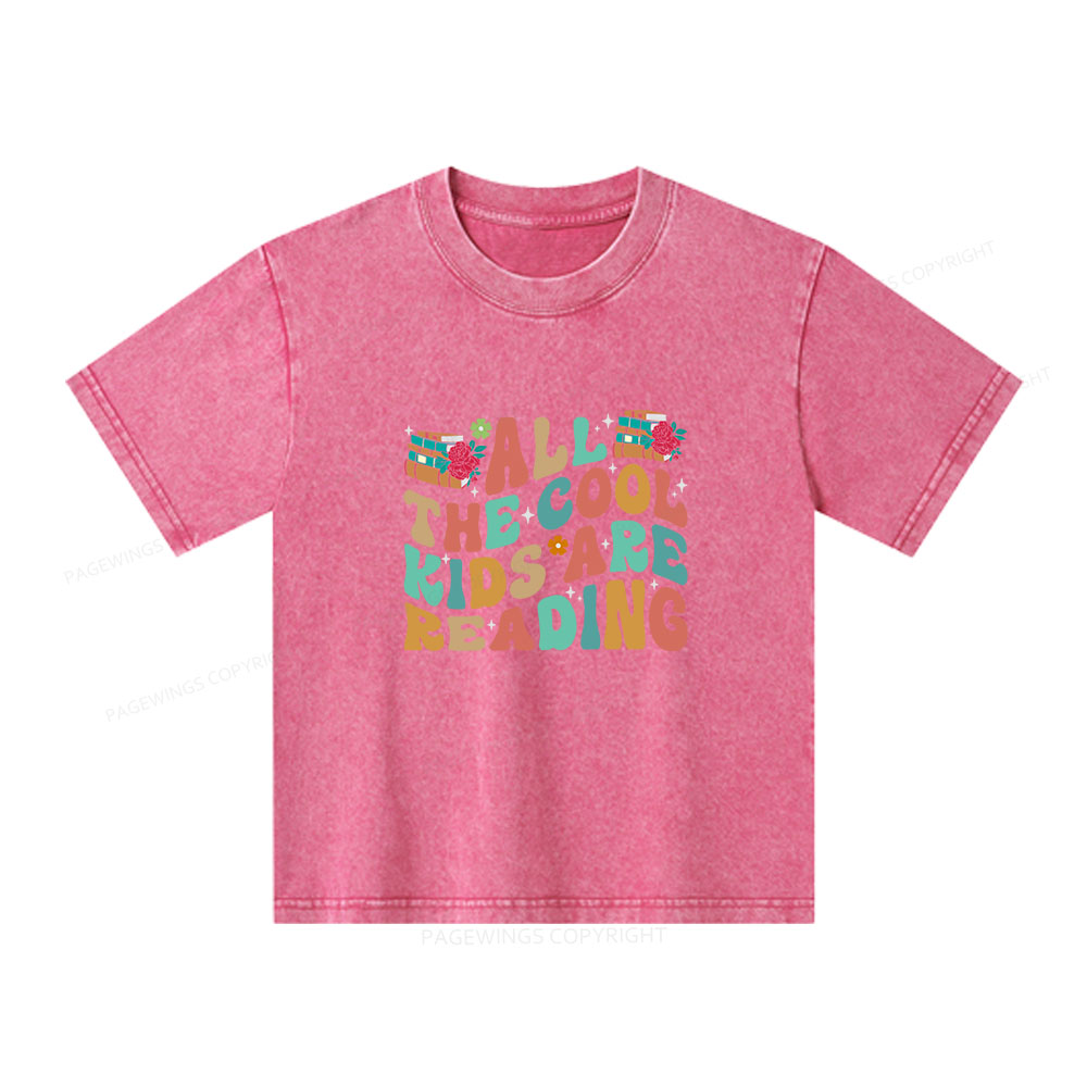 Pagewings All The Cool Kids Are Reading Unisex Kids Washed T-shirt