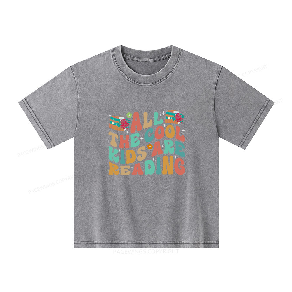Pagewings All The Cool Kids Are Reading Unisex Kids Washed T-shirt