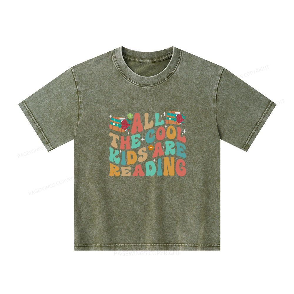 Pagewings All The Cool Kids Are Reading Unisex Kids Washed T-shirt