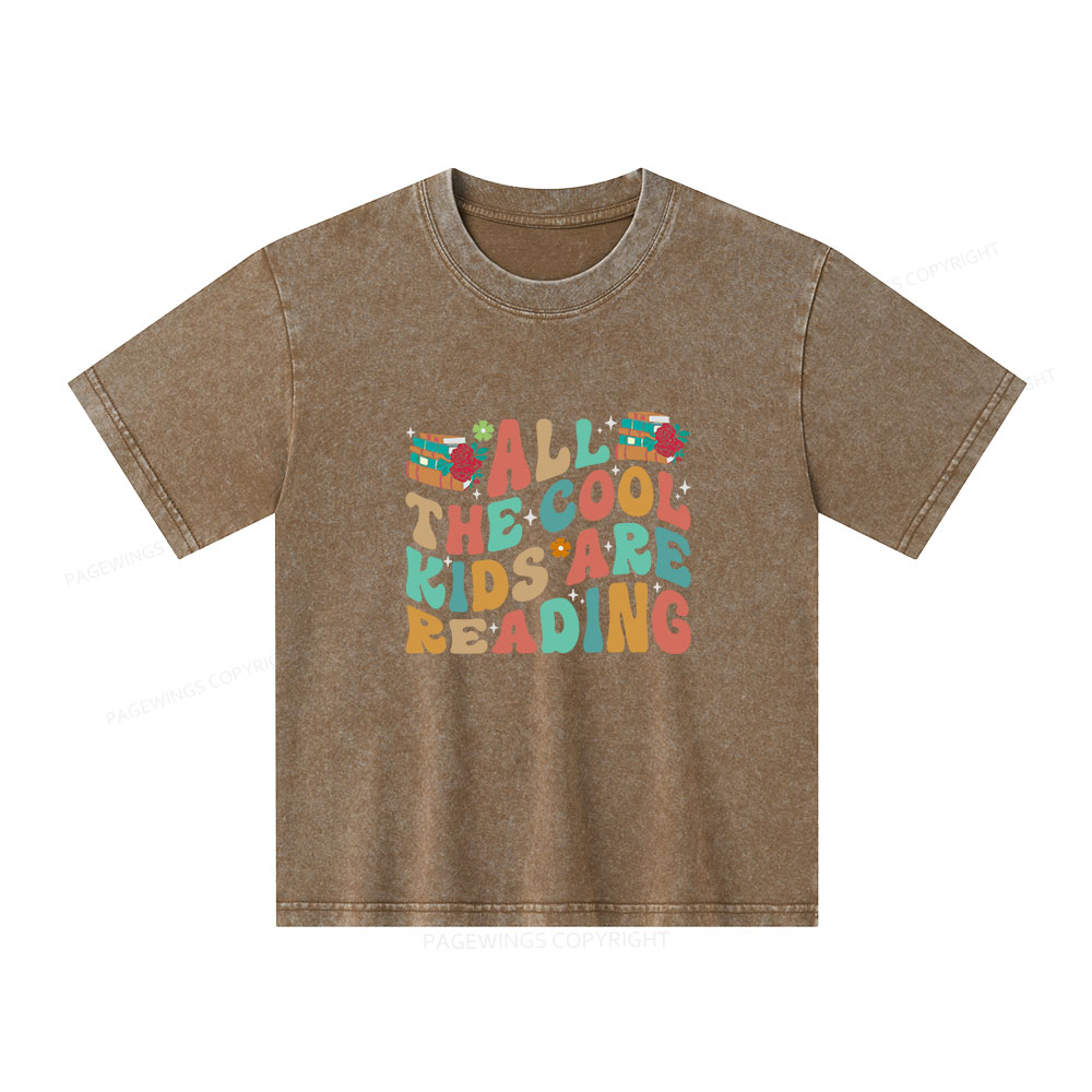 Pagewings All The Cool Kids Are Reading Unisex Kids Washed T-shirt