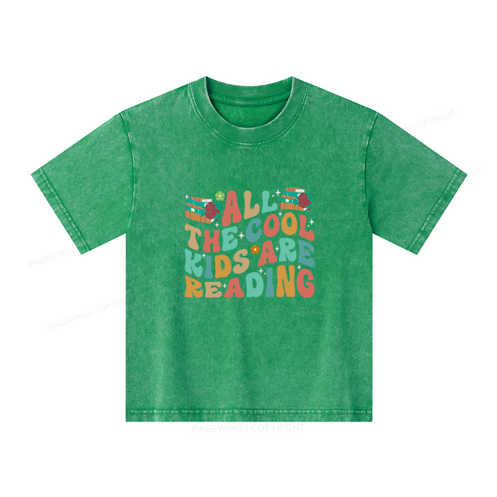 Pagewings All The Cool Kids Are Reading Unisex Kids Washed T-shirt