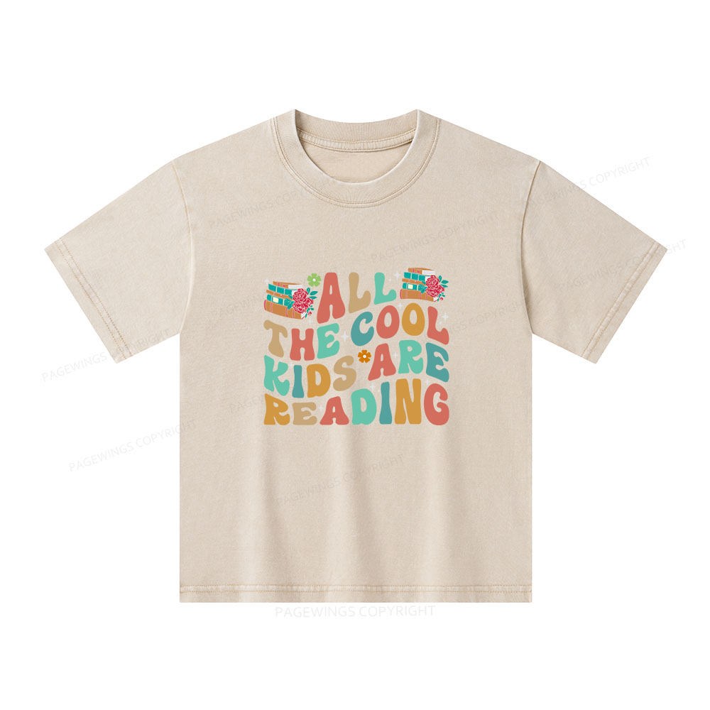 Pagewings All The Cool Kids Are Reading Unisex Kids Washed T-shirt