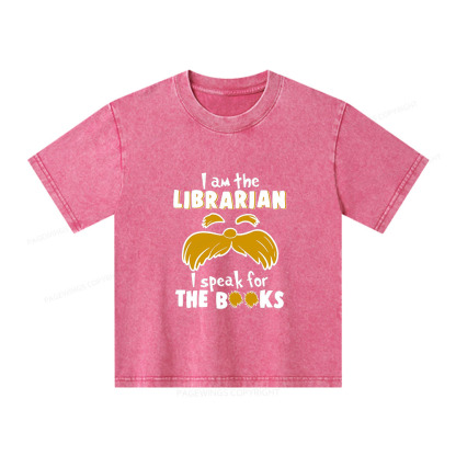 Pagewings I Am The Librarian I Speak For The Books Unisex Kids Washed T-shirt