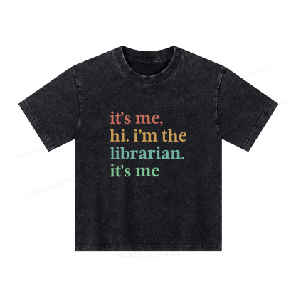Pagewings It's Me Hi I'm The Librarian It's Me Unisex Kids Washed T-shirt