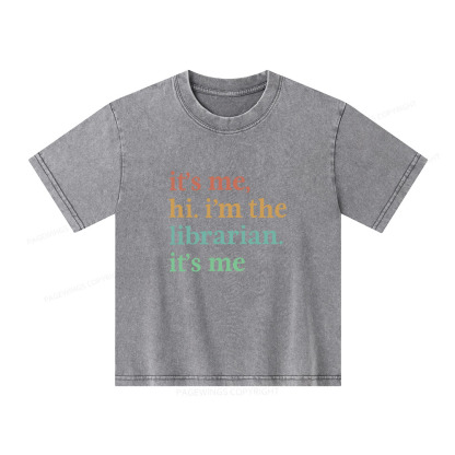 Pagewings It's Me Hi I'm The Librarian It's Me Unisex Kids Washed T-shirt