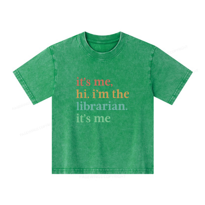 Pagewings It's Me Hi I'm The Librarian It's Me Unisex Kids Washed T-shirt