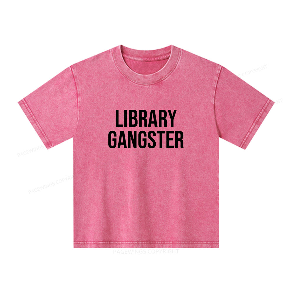Pagewings Library Gangster Unisex Kids Washed T-shirt