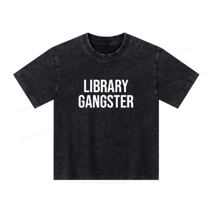 Pagewings Library Gangster Unisex Kids Washed T-shirt