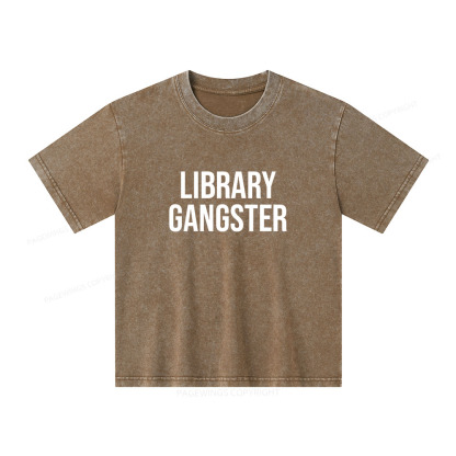 Pagewings Library Gangster Unisex Kids Washed T-shirt