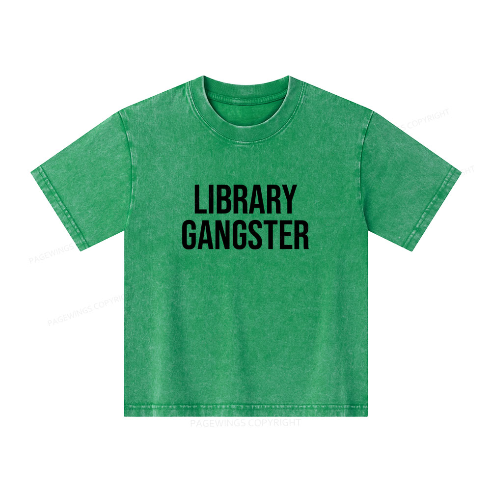 Pagewings Library Gangster Unisex Kids Washed T-shirt