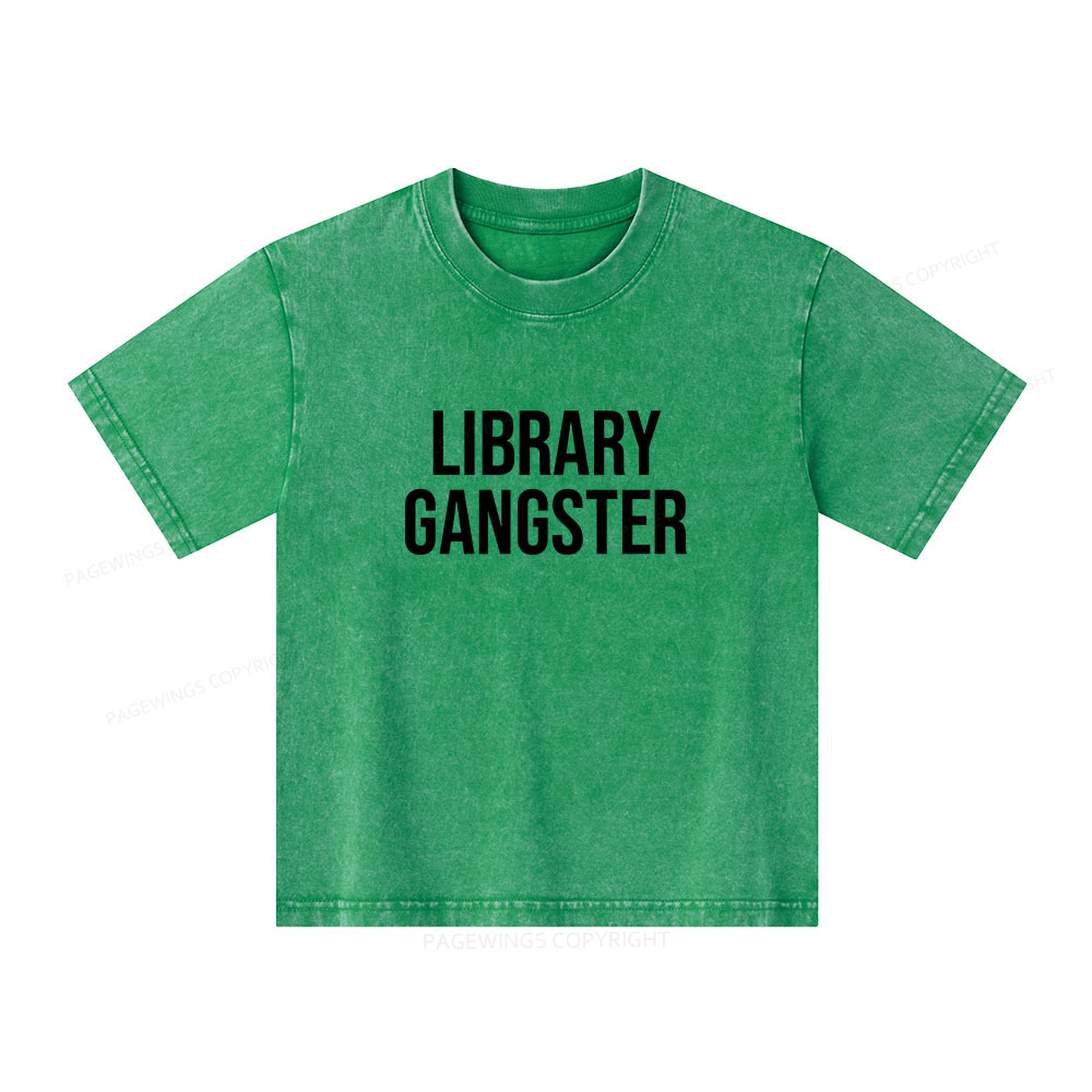 Pagewings Library Gangster Unisex Kids Washed T-shirt