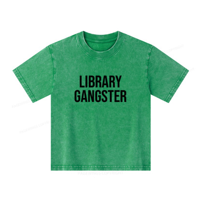 Pagewings Library Gangster Unisex Kids Washed T-shirt