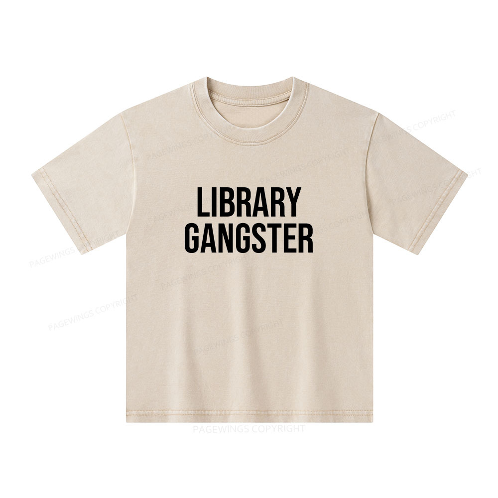 Pagewings Library Gangster Unisex Kids Washed T-shirt