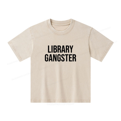 Pagewings Library Gangster Unisex Kids Washed T-shirt