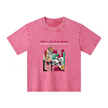 Pagewings Library Week Poster 1996 Unisex Kids Washed T-shirt