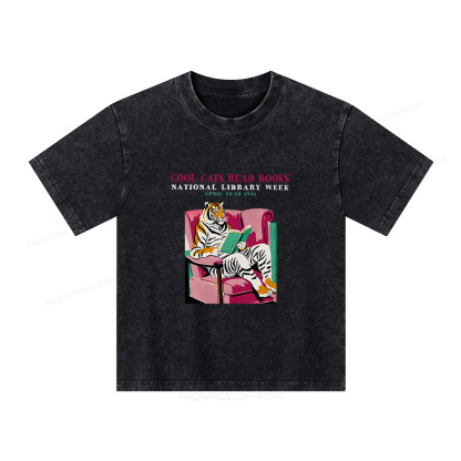 Pagewings Library Week Poster 1996 Unisex Kids Washed T-shirt