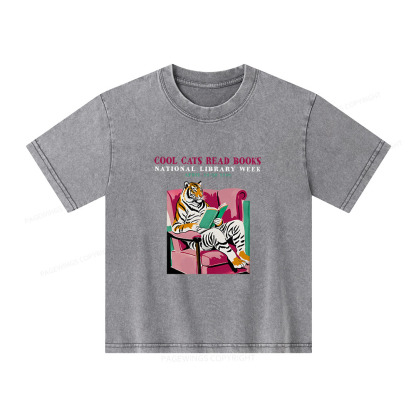 Pagewings Library Week Poster 1996 Unisex Kids Washed T-shirt