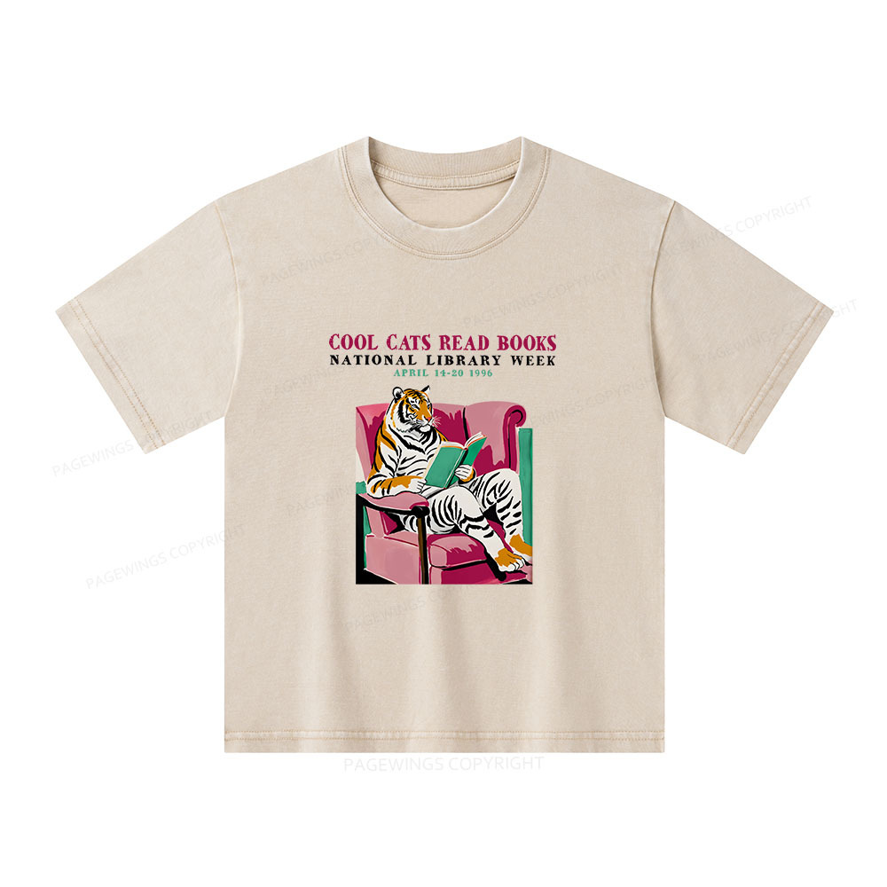 Pagewings Library Week Poster 1996 Unisex Kids Washed T-shirt