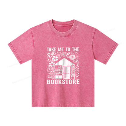 Pagewings Take Me To The Bookstore Unisex Kids Washed T-shirt