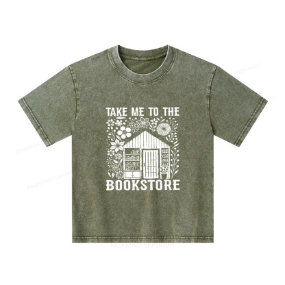 Pagewings Take Me To The Bookstore Unisex Kids Washed T-shirt