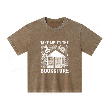 Pagewings Take Me To The Bookstore Unisex Kids Washed T-shirt