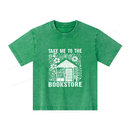 Pagewings Take Me To The Bookstore Unisex Kids Washed T-shirt