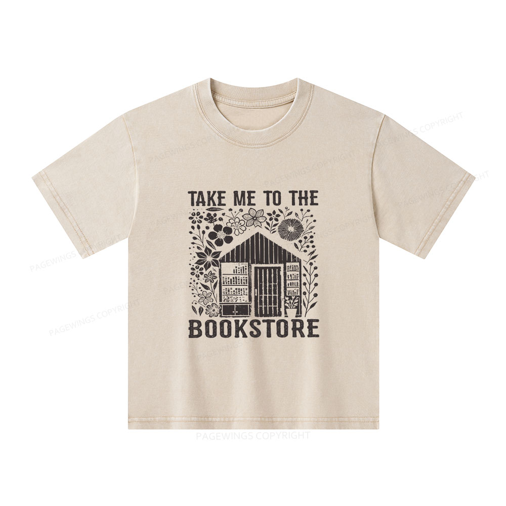 Pagewings Take Me To The Bookstore Unisex Kids Washed T-shirt