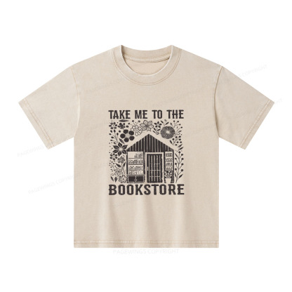 Pagewings Take Me To The Bookstore Unisex Kids Washed T-shirt