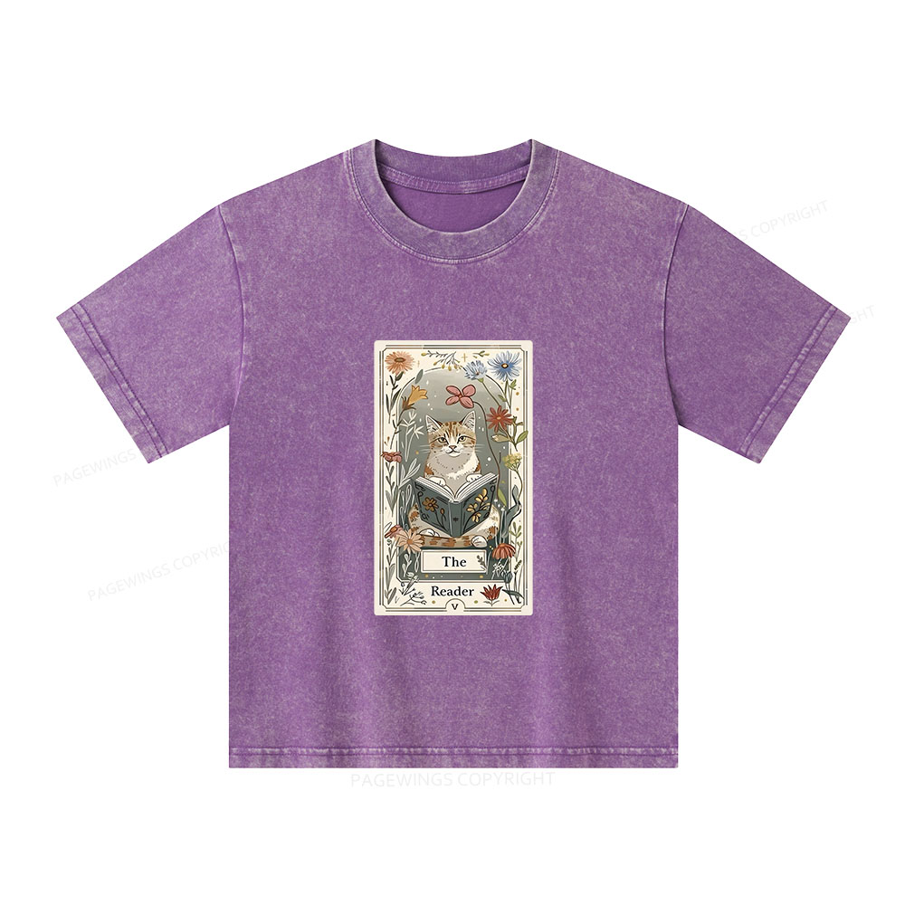 Pagewings The Reader Unisex Kids Washed T-shirt