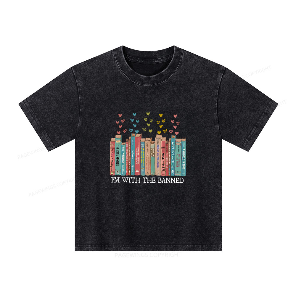 Pagewings I'm With The Banned Unisex Kids Washed T-shirt