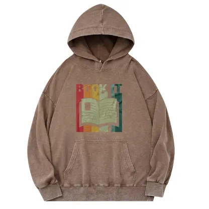 Pagewings Book It Retro 80s Unisex Washed Hoodie