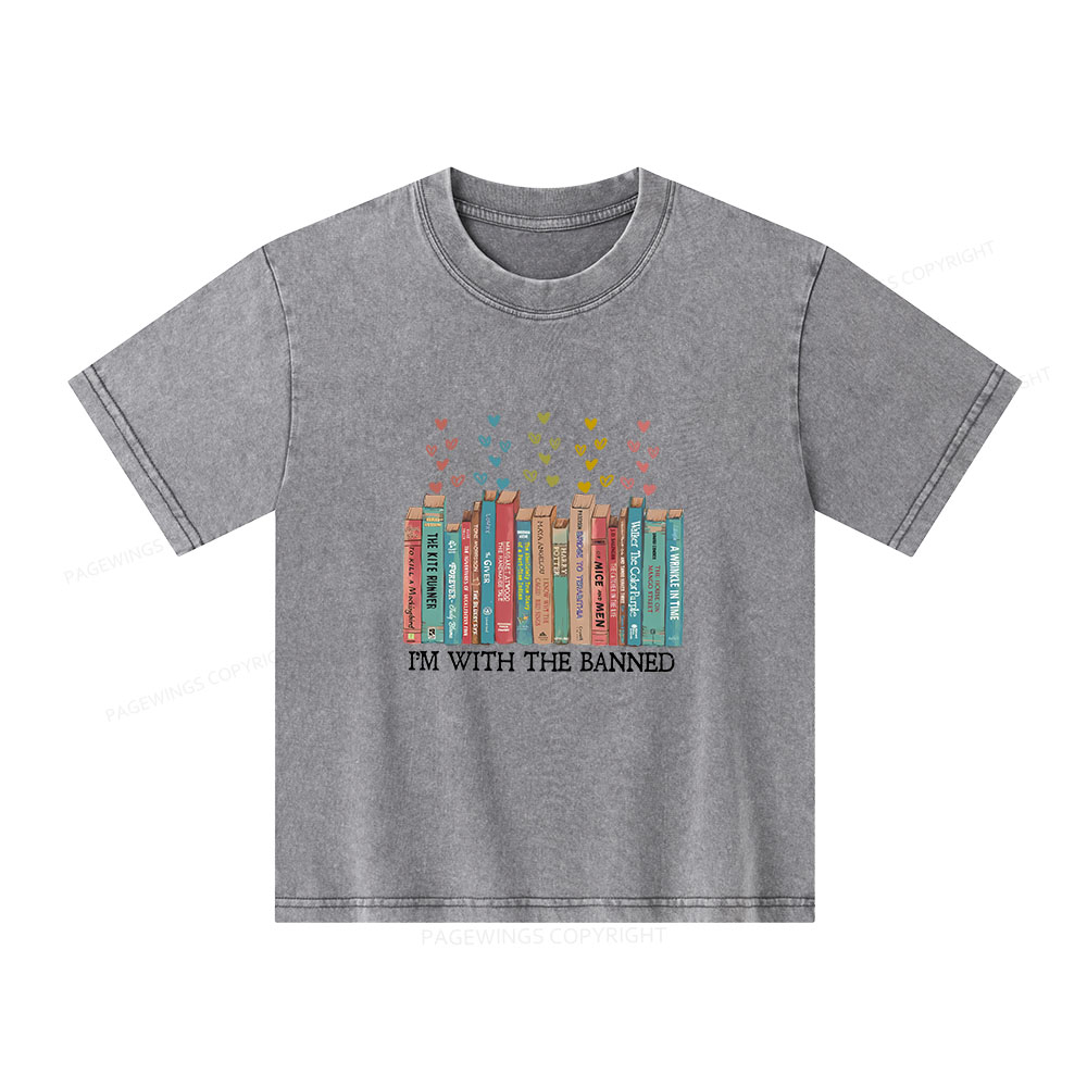 Pagewings I'm With The Banned Unisex Kids Washed T-shirt