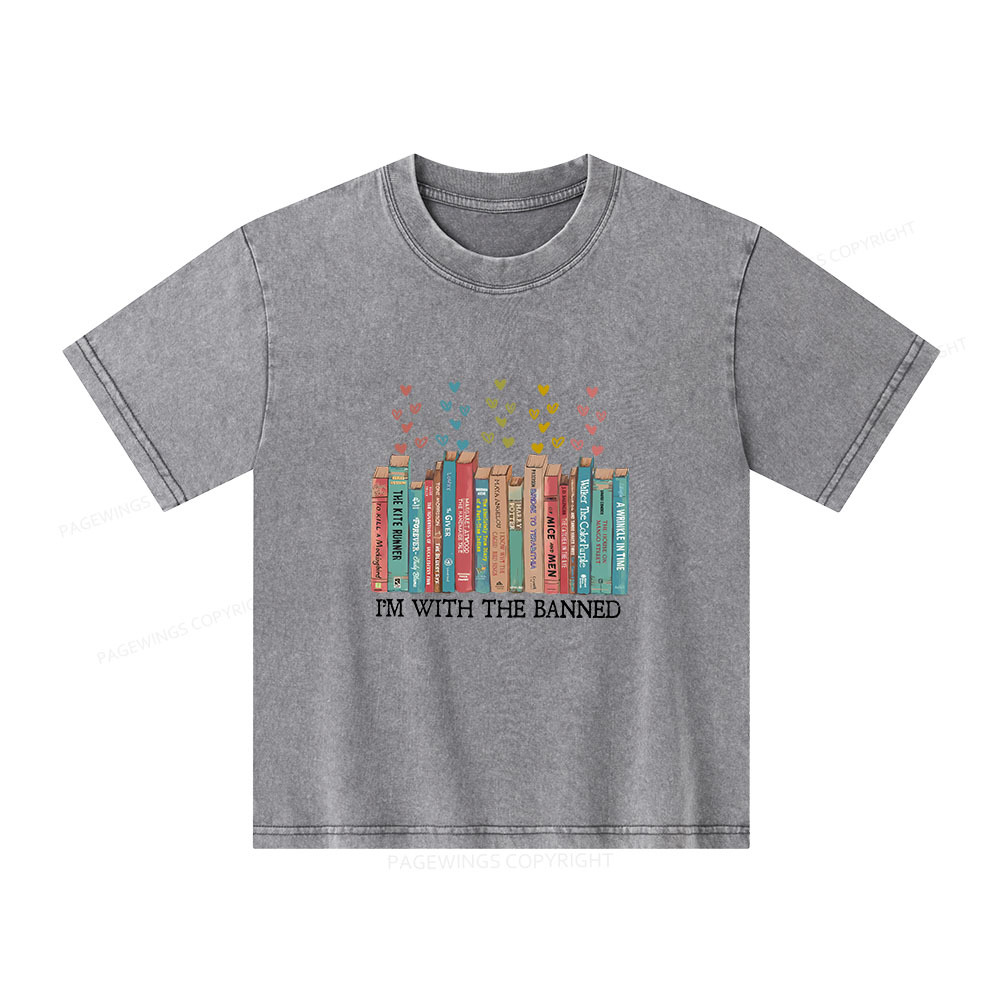 Pagewings I'm With The Banned Unisex Kids Washed T-shirt