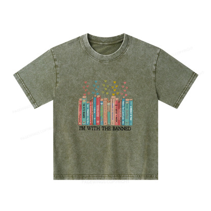 Pagewings I'm With The Banned Unisex Kids Washed T-shirt