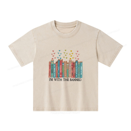 Pagewings I'm With The Banned Unisex Kids Washed T-shirt