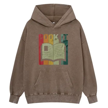 Pagewings Book It Retro 80s Unisex Washed Hoodie