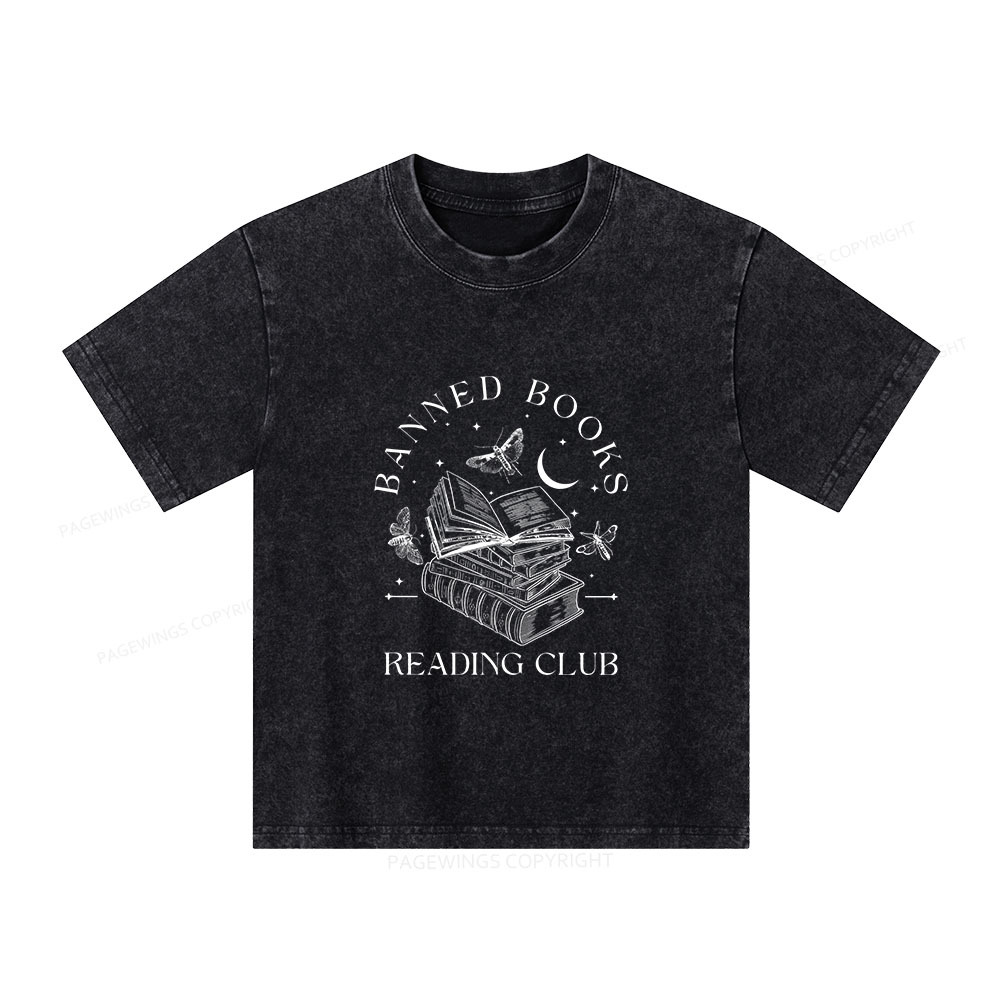 Pagewings Banned Book Reading Club Shirt Unisex Kids Washed T-shirt