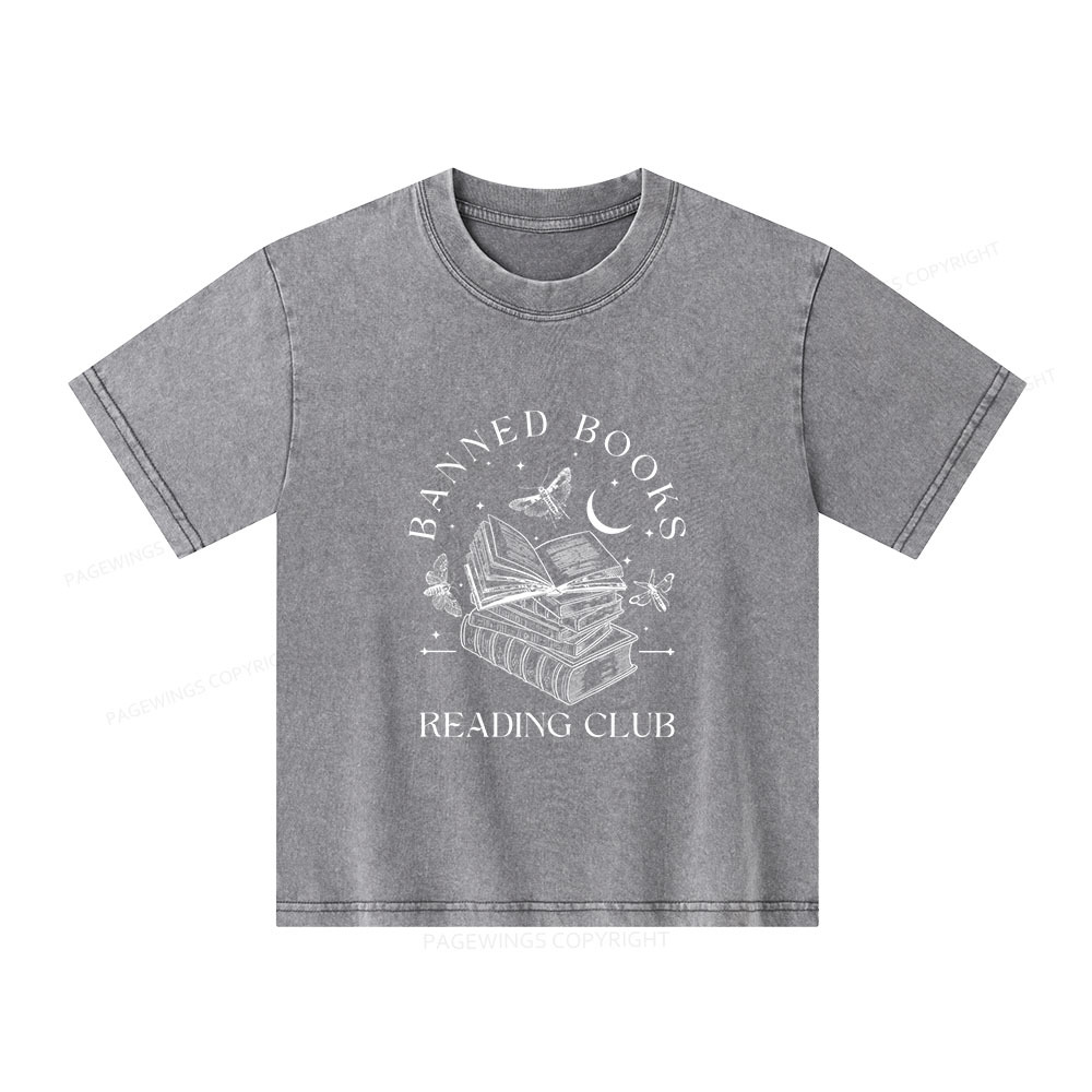 Pagewings Banned Book Reading Club Shirt Unisex Kids Washed T-shirt