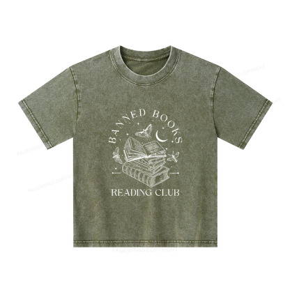 Pagewings Banned Book Reading Club Shirt Unisex Kids Washed T-shirt