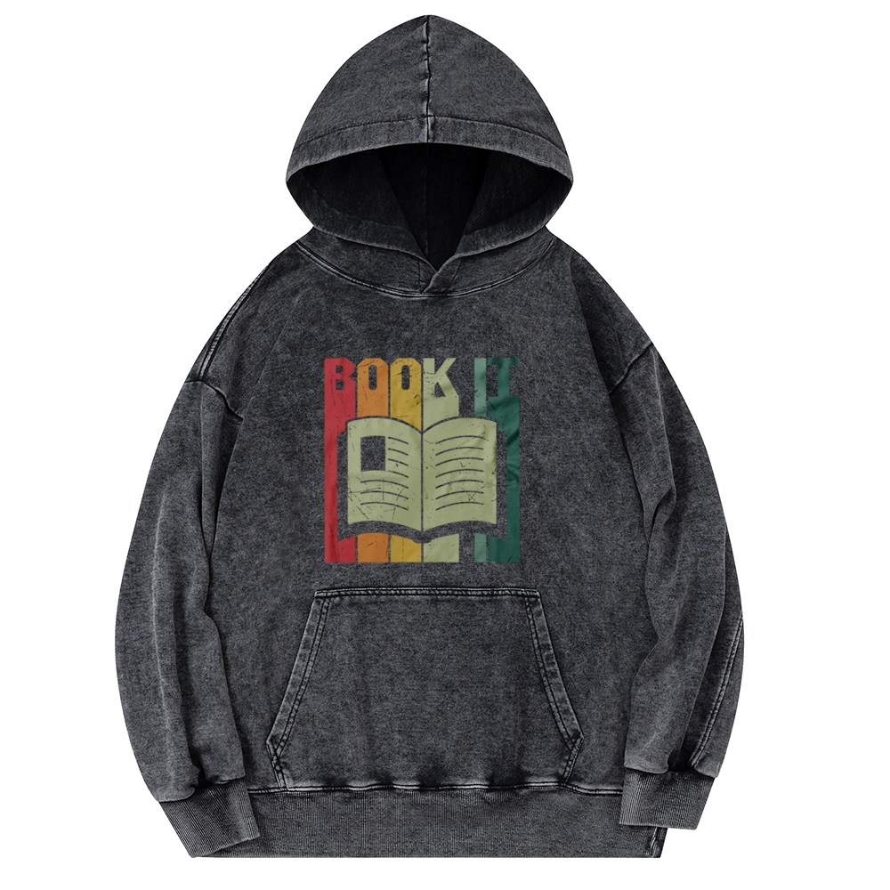 Pagewings Book It Retro 80s Unisex Washed Hoodie