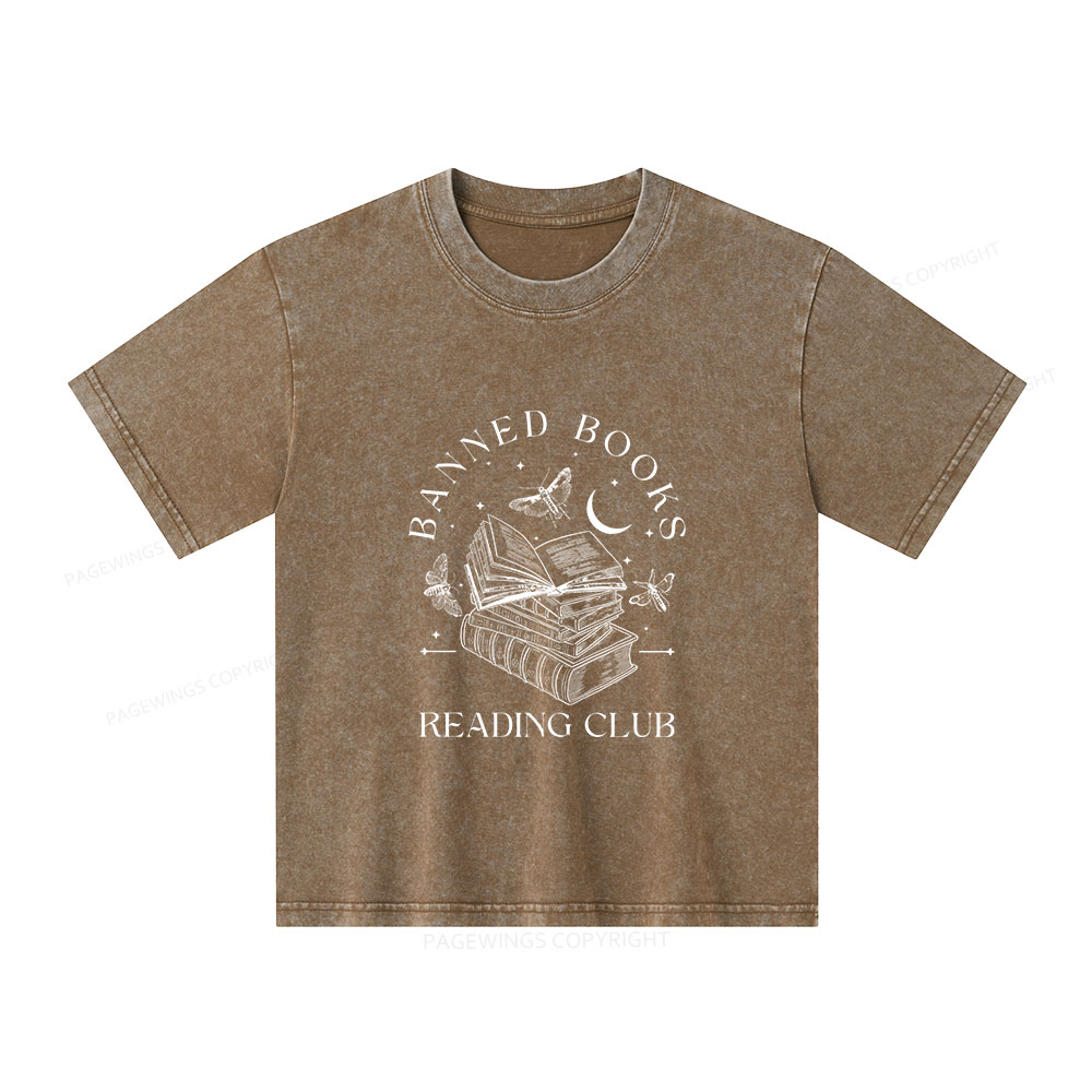 Pagewings Banned Book Reading Club Shirt Unisex Kids Washed T-shirt