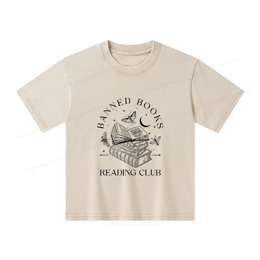 Pagewings Banned Book Reading Club Shirt Unisex Kids Washed T-shirt